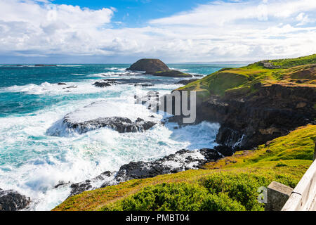 Blow hole at Nobbies Point, Phillip Island, Victoria, Queensland Stock Photo