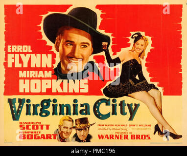 Errol Flynn, Miriam Hopkins,  Virginia City (Warner Brothers, 1940). Lobby Card  File Reference # 33595 267THA Stock Photo