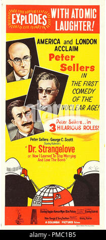 Peter Sellers,  Dr. Strangelove or: How I Learned to Stop Worrying and Love the Bomb (Columbia, 1964). Australian Daybill Poster File Reference  # 33595 323THA Stock Photo