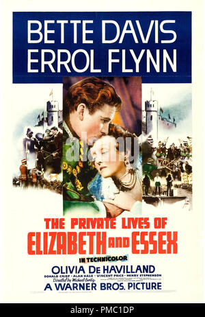 Errol Flynn, Bette Davis,  The Private Lives of Elizabeth and Essex (Warner Brothers,   1939) Poster File Reference  # 33595 395THA Stock Photo