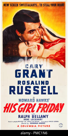 Cary Grant, Rosalind Russell,  His Girl Friday (Columbia, 1940). Poster  File Reference # 33595 605THA Stock Photo