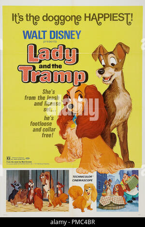 Animated Film,  Lady and the Tramp, 1955 (Disney/Buena Vista, Re-release 1972). Poster  File Reference # 33595 631THA Stock Photo