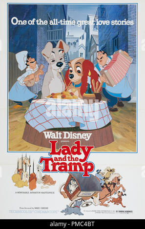 Animated Film,  Lady and the Tramp, 1955 (Disney/Buena Vista, Re-release 1980). Poster  File Reference # 33595 632THA Stock Photo