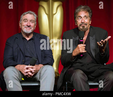 Robert De Niro, Al Pacino, at the 20th Anniversary of Michael Mann's 'Heat' held at the Samuel Goldwyn Theater in Beverly Hills, CA September 7, 2016 / AMPAS  File Reference # 33605 001THA Stock Photo