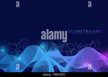 Modern futuristic background of the scientific hexagonal pattern. Virtual abstract background with particle, molecule structure for medical, technology, chemistry, science. Social network vector Stock Vector