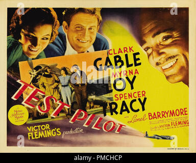 Clark Gable, Myrna Loy, Spencer Tracy,  Test Pilot (MGM, 1938) .  Lobby Card  File Reference # 33636 397THA Stock Photo