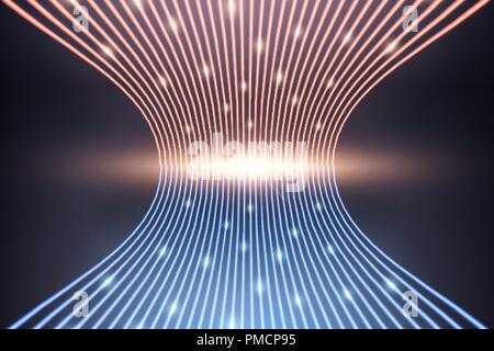 Futurictic design of Big Data lines connected. Visualization of data stream in space and blockchain. Internet of things network. Vector illustration Stock Vector