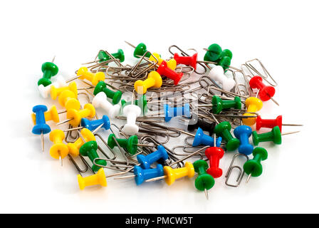 clips and pins isolated on white Stock Photo