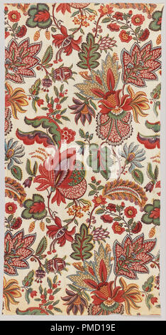 Textile. Date/Period: Late 18th century. Textile. Medium: cotton. Technique: block printed on plain weave foundation. Height: 615 mm (24.21 in); Width: 310 mm (12.20 in). Author: UNKNOWN. Stock Photo