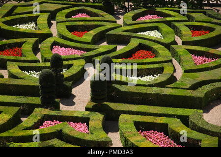 Obe of the most beautiful french gardens in 'Chateau de Villandry', Loire Valley, France.