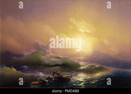 The Ninth Wave. Date/Period: 1850. Painting. Oil on canvas Oil on canvas. Height: 2,210 mm (87 in); Width: 3,320 mm (10.89 ft). Author: Hovhannes Aivazovsky. Ivan Konstantinovich Aivazovsky. Aivazovsky, Ivan. AIVAZOVSKY, IVAN KONSTANTINOVICH. Stock Photo
