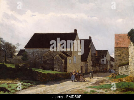 Women Going to the Woods Rue de village Marlotte - Femmes allant au bois. Date/Period: 1866. Painting. Canvas. Height: 652 mm (25.66 in); Width: 922 mm (36.29 in). Author: Alfred Sisley. SISLEY, ALFRED. Stock Photo