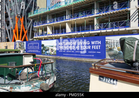 Canalside Walk construction and development in Paddington, London, UK Stock Photo