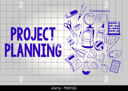 Handwriting text Project Planning. Concept meaning schedules such as Gantt charts to plan report progress. Stock Photo