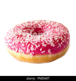 Brightly pink donut on white background Stock Photo