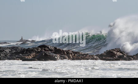 Dangerous stormy sea crashing waves. Stock Photo