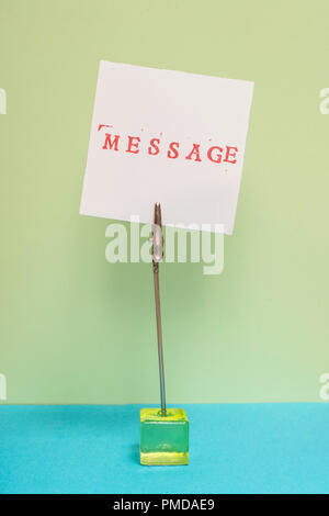 the word Message printed on a reminder Stock Photo