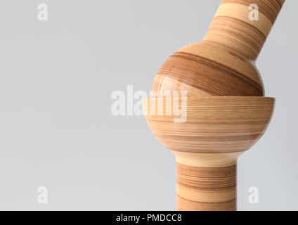 Balljoint - Joint types of bones in wood look - 3D Rendering Stock Photo