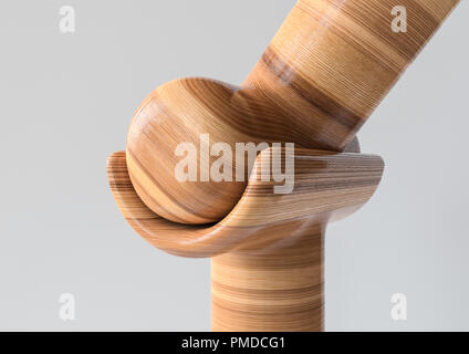Hinge Joint - Joint types of bones in wood look - 3D Rendering Stock Photo