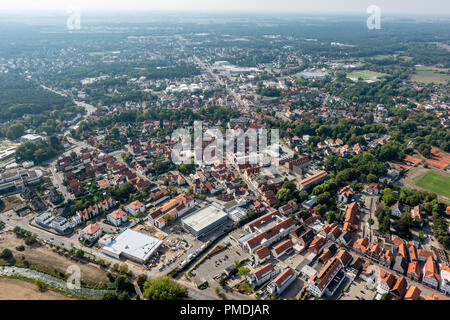 Gifhorn, Germany, September 16, 2018: Central area of a North German district town taken from the air. Stock Photo