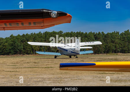 Gifhorn, Germany, September 16, 2018: Rear view of the Antonow, a large single engine biplane Stock Photo