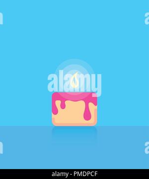 Birthday Cake on Blue background in Flat Style with Copy Space. Vector Illustration in EPS 10. Stock Vector