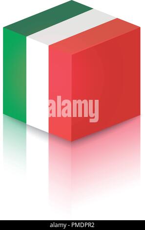 Cube in colors of Italian National Flag - Vector Clipart illustration for decoration of Travel Companies and Tours. Stock Vector