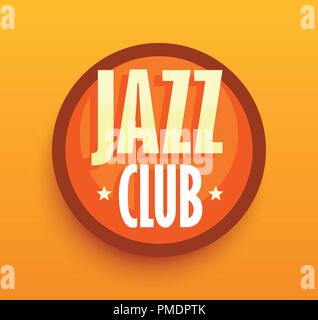 Jazz Club - Vector Logo for Music Cafe Bar. Style Sigh Illustration in colorful Orange. Stock Vector