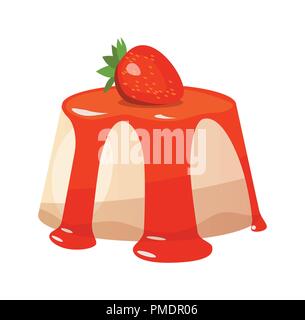Panna cotta dessert isolated on white background Stock Vector