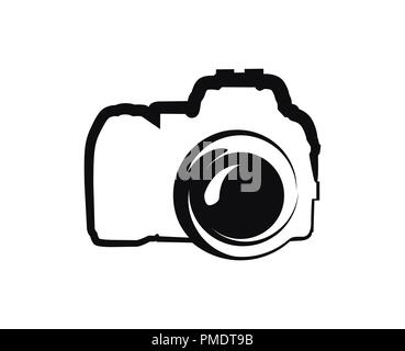 Vector black Icon of Camera isolated on white background Stock Vector