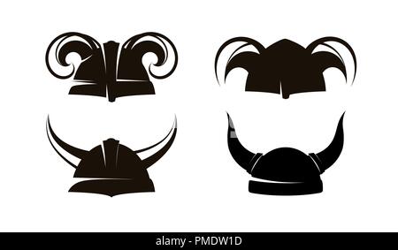 Horned Helmets of the Vikings, Vector Set Stock Vector
