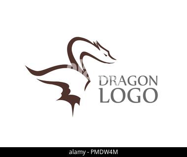 Dragon Logo with Sample of Caption isolated on white Stock Vector