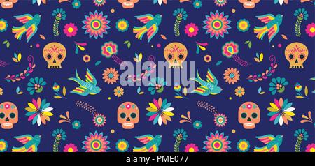 Day of the dead, Dia de los muertos background and seamless pattern Stock Vector