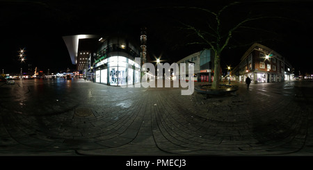 360 degree panoramic view of Enschede City Center at Night 7