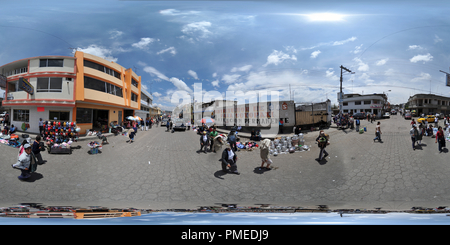 360 degree panoramic view of Saquisili market, near Latacunga, Ecuador