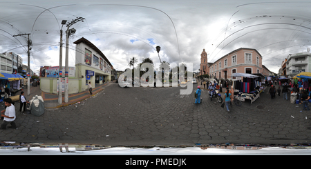 360 degree panoramic view of Otavalo market, Ecuador