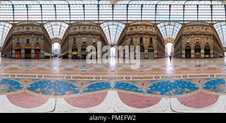 360 degree panoramic view of Galleria Vittorio Emanuele II