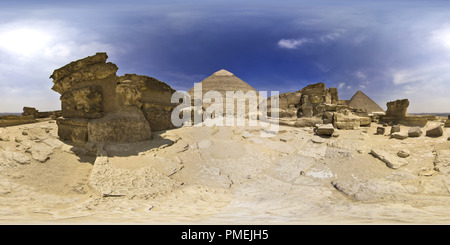 360 degree panoramic view of Great Pyramid Of Giza10,Pyramid of Chephren or Khafre