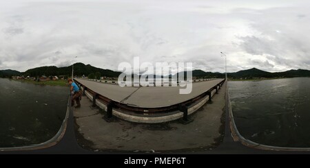 360 degree panoramic view of View on Biya river from the bridge between Artibash and Iogach. Altay