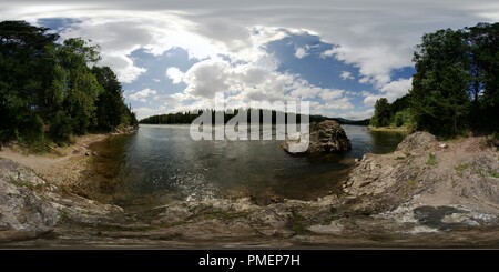 360 degree panoramic view of Biya river near Kebezen. Altay