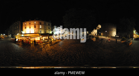 360 degree panoramic view of Saint-Malo intra-muros by night