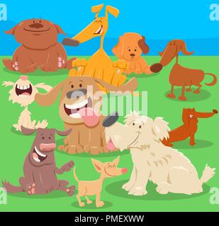 Cartoon Illustration of Dogs or Puppies Pet Animal Characters Stock Vector