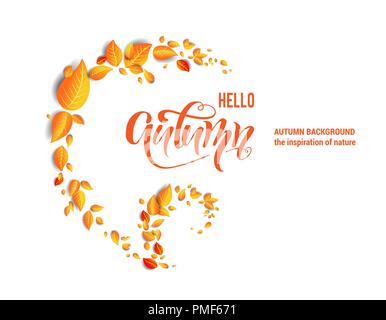 Beautiful fall leaves swirl Stock Vector