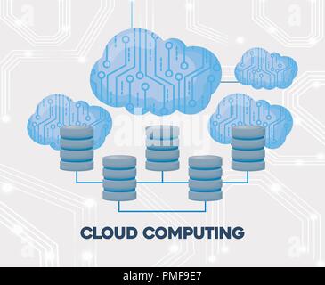 cloud computing design with data servers and cloud over white background, colorful design. vector illustration Stock Vector