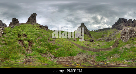 360 degree panoramic view of Old Man of Storr 2, Isle of Skye, Scotland