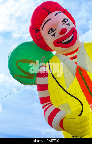 Ronald McDonald hot air balloon at Longleat Sky Safari, Wiltshire, UK in September Stock Photo