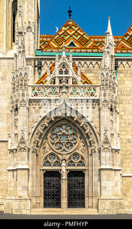 Facade of Matthias Church in Budapest Stock Photo