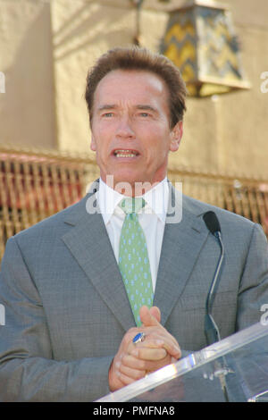 Governor Arnold Schwarzenegger at the Hollywood Chamber of Commerce ceremony to honor James Cameron with the 2,396th star on the Hollywood Walk of Fame in Hollywood, CA, December 18, 2009. Photo by Picturelux File Reference # 30106 07PLX   For Editorial Use Only -  All Rights Reserved Stock Photo