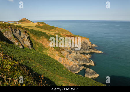 The historic Chapel The Church of the Holy Cross,  Eglwys y Grog ;Welsh: at  Mwnt,  in south Ceredigion, Wales, UK. Stock Photo