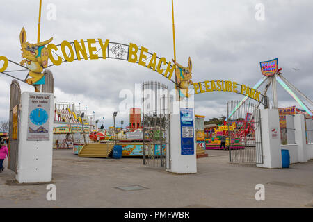 Coney Island Beach and fun fair, Porthcawl, Wales, UK. Stock Photo